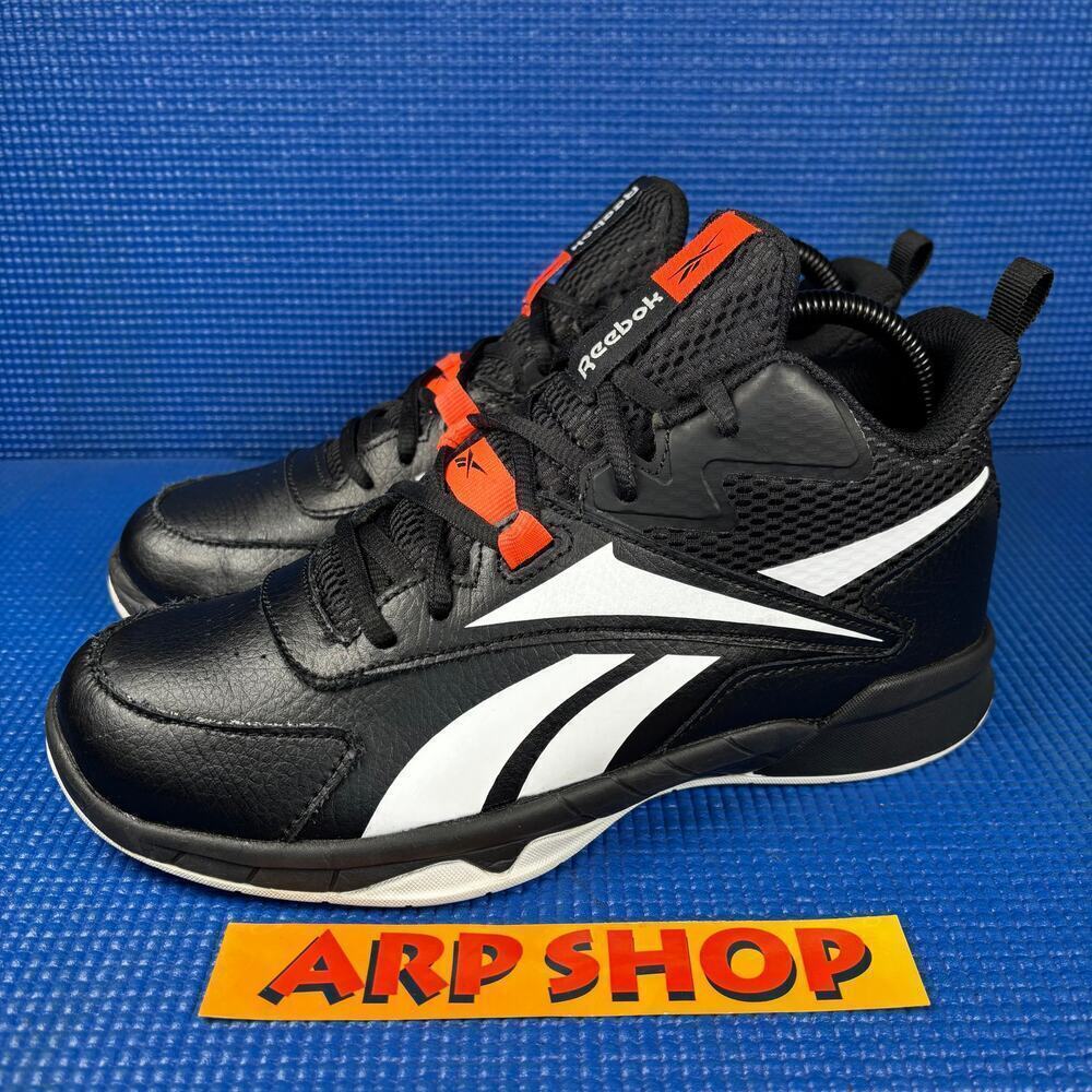 🔴 REEBOK MORE BUCKETS Kids-Boys Size 5 Black Orange Basketball Shoes GY4496